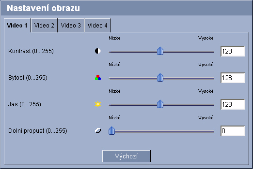 36 cs Konfgurace pomocí webového prohlížeèe VIP X1600 5.10 Nastavení obrazu Vdeoobraz z každé kamery můžete nastavt podle svých požadavků.