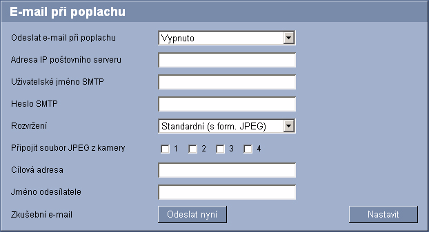 68 cs Konfgurace pomocí webového prohlížeèe VIP X1600 5.24 E-mal př poplachu Jako alternatvu automatckého přpojování je možné stavy poplachu dokumentovat také e- malem.