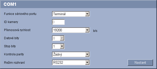 VIP X1600 Konfgurace pomocí webového prohlížeèe cs 73 5.27 COM1 Parametry sérového rozhraní (oranžová svorkovnce) je možné nakonfgurovat tak, aby splňovaly vaše požadavky.