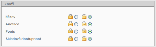 100 / 207 Administrace FrontEnd Původní ručně vloţená data je moţno si vţdy nechat zobrazit kliknutím na ikonku zámku napravo od textu (v tomto případě názvu kategorie) a editovat.