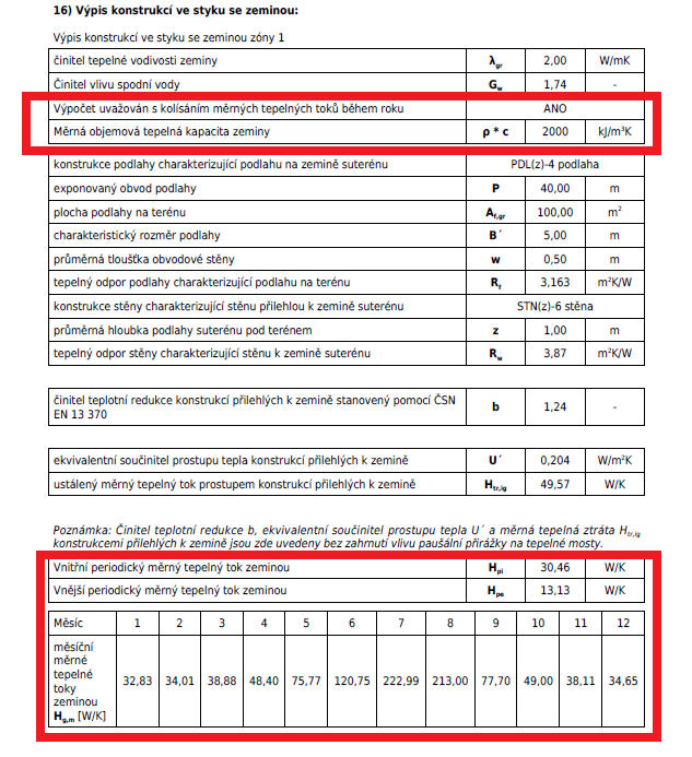 ..výpis kolísavých měrných tepelných toků do zeminy v