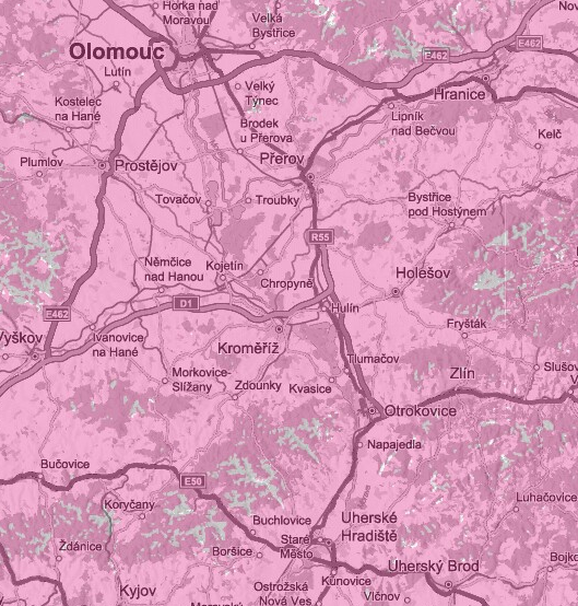 UTB ve Zlíně, Fakulta aplikované informatiky, 2011 45 Obrázek 23 - Mapa pokrytí GSM sítí T-Mobile - zvýrazněno růžovou barvou ( ) 2.1.3 Sítě třetí generace Síť třetí generace je nástupcem sítě 2.