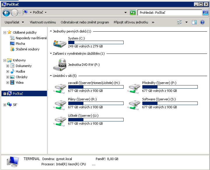 Co se týče přístupu k souborům, máte stejné možnosti, jako při připojení do školního PC Zde je zřejmé, že se vyplatí využívat pro své soubory disku H: - na plochu svého PC v kabinetě se samozřejmě