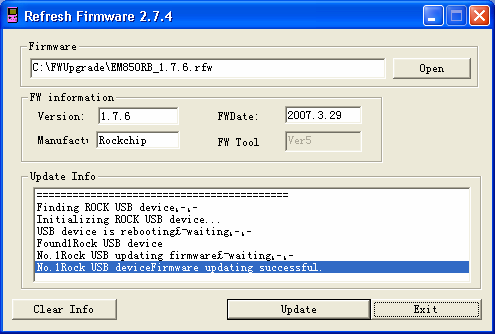 6. S pomocí můžete specifikovat soubor s aktualizačním firmware poskytnutý obchodníkem (dostupný např. na www.teac.de). 7. Chcete-li aktualizaci spustit, klepněte na položku.