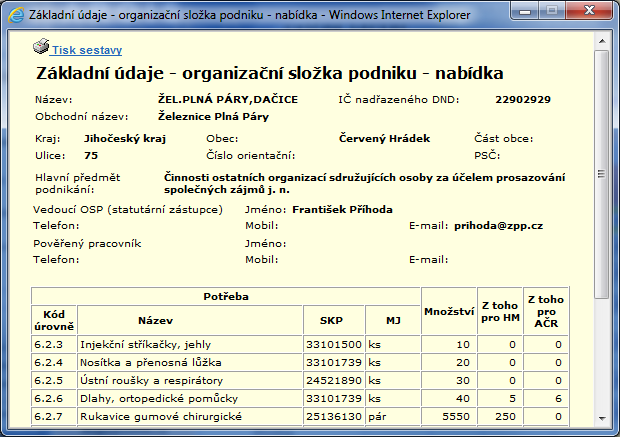 Odkaz Adresa je funkce, která umožní uživateli zadat adresu zdroje. Zadává se jen v případě, že umístění zdroje se liší od sídla jeho dodavatele.