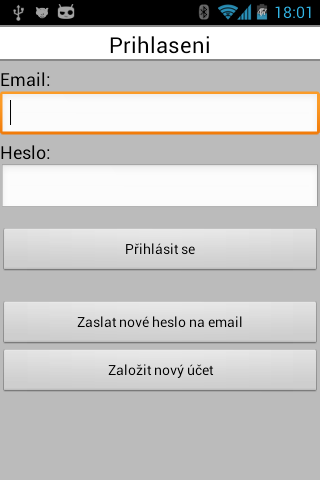 2 VERZE PŘÍRUČKY: 1.0, VERZE ANDROID APLIKACE: 1.1 3 Registrace v aplikaci Pro používání aplikace je nutné se v aplikaci registrovat, popřípadě se přihlásit.