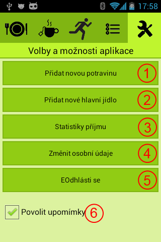 APLIKACE DIETA UŽIVATELSKÁ PŘÍRUČKA, LIBEREC 11/9/2013 5 4.4 Glykemie Tato záložka slouží k zadávání naměřených hodnot pomocí glukometru (1).