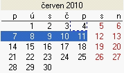 3 Nastavení zobrazení časového období kalendáře 1. V levé části kalendáře si levým tlačítkem myši označte požadovaný rozsah období, se kterým budete chtít pracovat.