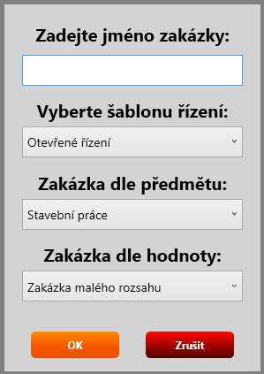 Zakázka Záložka Zakázka obsahuje tři sekce: Založit zakázku založení nové zakázky pro výběrové řízení Probíhající zakázky správa probíhajících zakázek Archiv zakázek správa uzavřených zakázek 1.