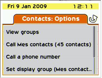 Používání kontaktů Seznam přátel zobrazíte klepnutím na klávesu Kontakty na domovské stránce. Vyberte kontakt, kterému chcete poslat rychlou zprávu nebo zavolat.