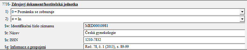 Ukázka analytického záznamu Data dodaná od