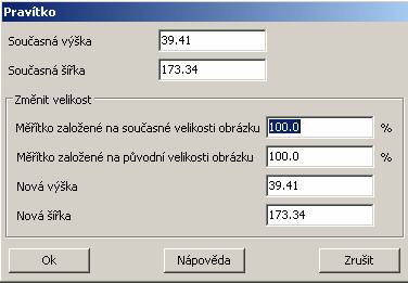 Dialog měřícího rámu Při vytvoření měřícího rámu můžete použít následující funkční dialog: Současná výška současná výška měřícího rámu nebo vybraného objektu Současná