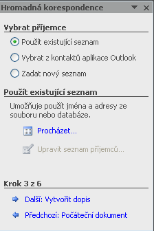 a podle typu vybraného souboru zobrazí dialogové okno, ve kterém ještě upřesníme, z jaké tabulky budou data vybírána.