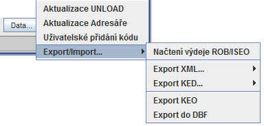 98 5.13.3 Načtení výdeje ROB/ISEO Možnost načítání údajů z Registru obyvatel (ROB) a Agendového informačního systému evidence obyvatel (ISEO) do KEO-X.