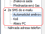 Převod SMS -> email Převod telefonního čísla na emailovou adresu Převod textu SMS do textu emailu Směrování SMS na počítače v síti