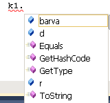 C# každou novou třídu umísťuje do nového zdrojového textu, v novém projektu zvolíme Project/Add Class a zdrojový text pojmenujeme kolo.cs. using System.