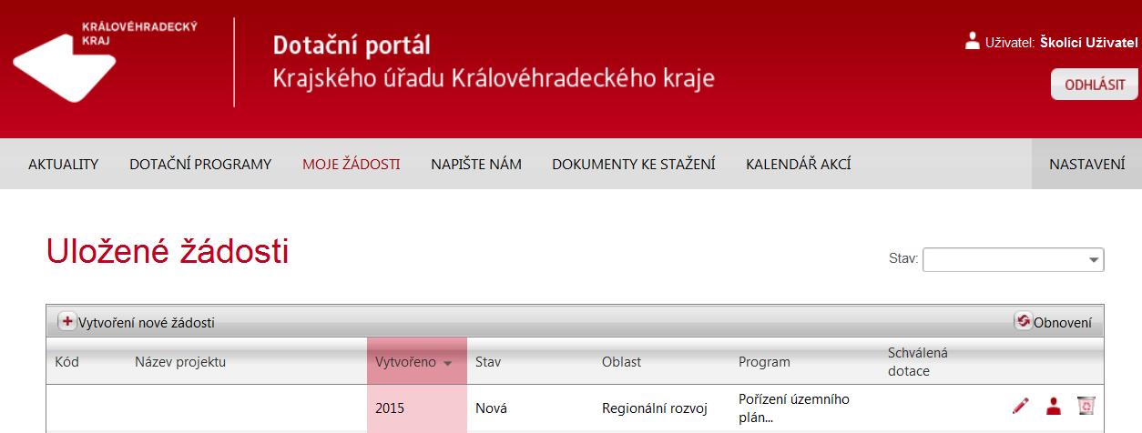 Krok č. 9 Tisk žádosti Po řádném vyplnění všech požadovaných údajů žádosti o dotaci, popř. v průběhu jejího vyplňování, lze provést tisk žádosti o dotaci použitím tlačítka Tisk/náhled žádosti.