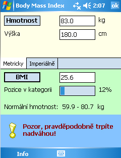 Verze aplikace pro přenosná zařízení PDA Aplikace Body Mass Index 3 existuje i ve verzi pro kapesní přenosná zařízení (PDA, Pocket PC) pracující na mobilním operačním systému Microsoft Windows Mobile.