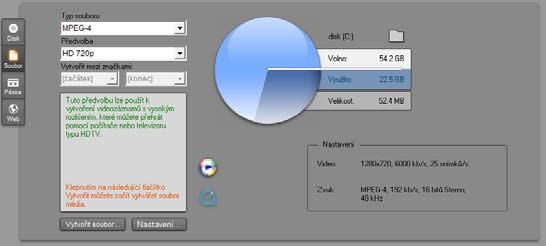 3GP Karta Soubor v Prohlížeči výstupu V aplikaci Studio je možné generovat filmy v tomto široce používaném formátu pomocí výběru možnosti komprese videa MPEG-4 nebo H.