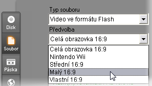 na tlačítko Nastavení otevřete panel možností Vytvoř soubor (viz strana 392).