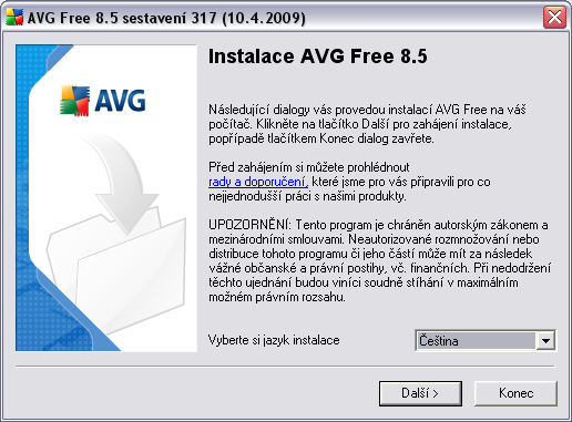 3. Instalační proces AVG Free 3.1. Možnosti instalace Aktuální instalační soubor produktu AVG 8.5 Free najdete ke stažení na webu AVG Free na adrese http://free.avg.com/.