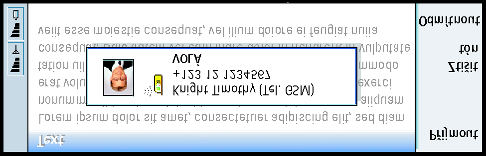 72 Telefon Tip: Pro nastavení hlasitosti reproduktoru pou¾ijte tlaèítko se ¹ipkami: stisknutí > zvy¹uje hlasitost a stisknutí < sni¾uje hlasitost. Tip: Je-li spolu s hovorem pøijato i tel.