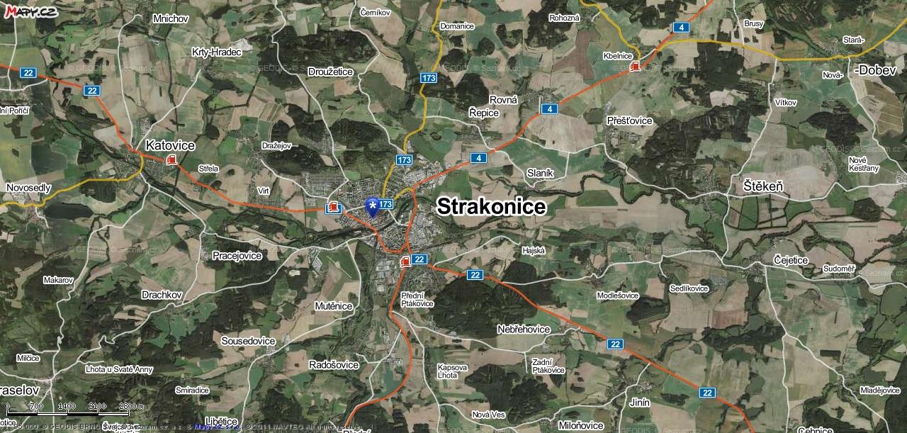 Letecká mapa Strakonicko