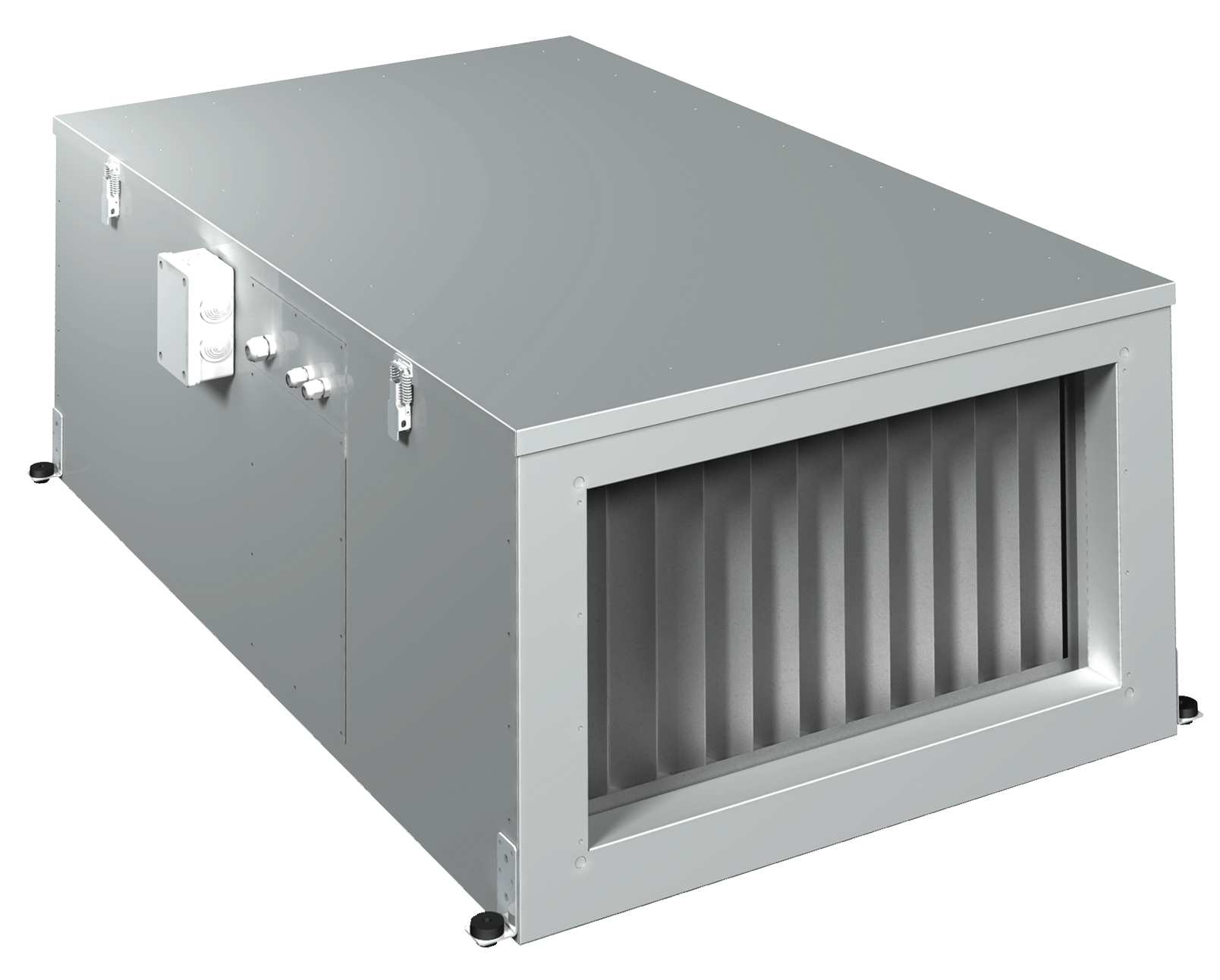 Přívodní ventilační jednotka BLAUBOX DE Průtok vzduchu až 3350m 3 /h Popis: Ovladatelný přívod, ohřev a filtrace vzduchu.