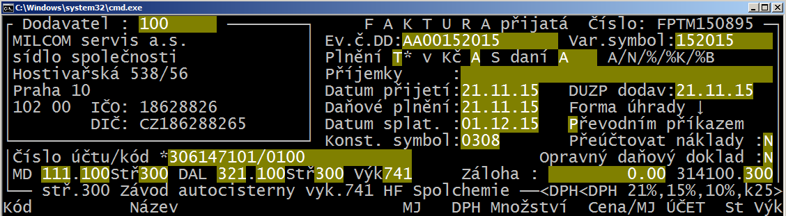 Při přijetí faktur lze rovněž nastavit dobu splatnosti od jednotlivých dodavatelů, která zpravidla vychází z DUZP dodavatele.