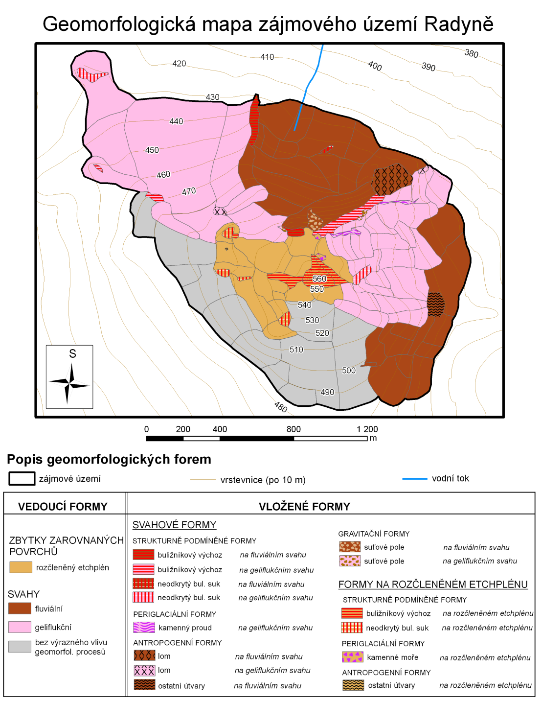 Obr. 6: Komplexní geomorfologická mapa zájmového území Radyně