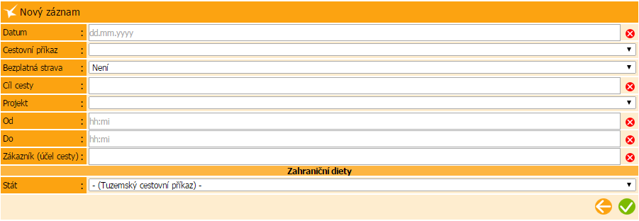 zadávání výdajů přihlášení do aplikace zadávání docházky schvalování zadávání výdajů statistika nastavení aplikace KROK 2 V záložce Výdaje a diety můžete zadávat 2 typy výdajů.