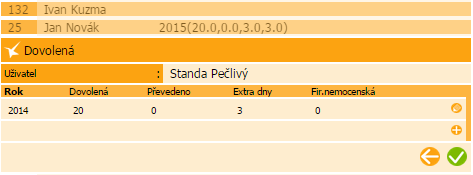 nastavení aplikace přihlášení do aplikace zadávání docházky schvalování zadávání výdajů statistika nastavení aplikace KROK 3b Zadání dovolené ke každému pracovníkovi je nutné přiřadit nárok na jeho