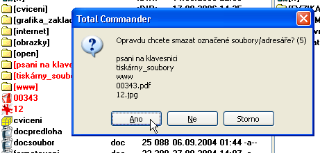 Vytvoření nového adresáře V okně si zobrazím místo, kde chci nový adresář vytvořit a stisknu tlačítko F7 VytvAdres(NewFolder v angl. verzi) na dolní liště nebo rovnou stisknu funkční klávesu F7.