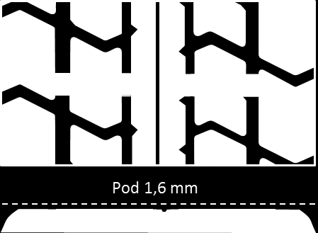 List 12 z 44 Ukázka opotřebení běhounu pneumatiky podle závady 5.2.3.6.2, které bezprostředně ohrožuje bezpečnost jízdy vozidla. 2.