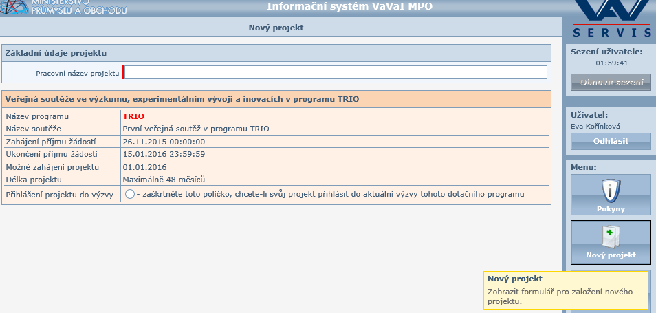 1. VS TRIO informační systém (el.