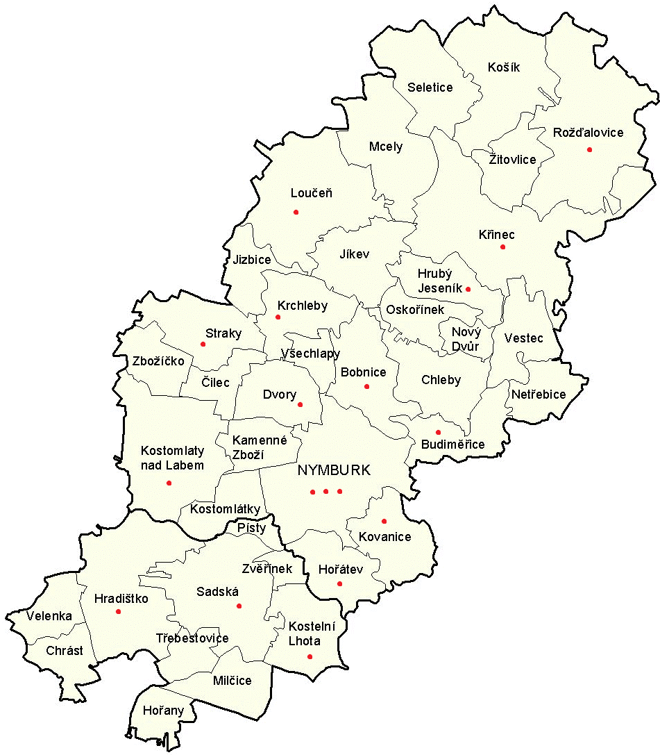 1.2. Charakteristika ORP Nymburk z hlediska školství 44 Obec s rozšířenou působností Nymburk má ve svém správním obvodu 39 obcí.