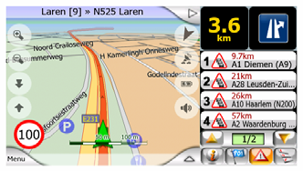 4.6 Panel Info Na pravé straně obrazovky Navigace je vysunovací panel, který obsahuje čtyři stránky s různými užitečnými cestovními informacemi. Níže naleznete popis jejich obsahu. 4.6.1 Údaje o cestě a trase (pro cíl a další místo průjezdu) Toto je výchozí stránka panelu Info.