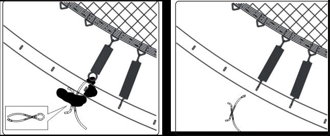 KROK 3 montáž plachty trampolíny Buďte opatrní, když připevňujete pružiny k plachtě trampolíny.