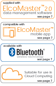 Přístroj automaticky rozpozná velikost papírku a upraví hodnotu zobrazovanou na displeji. Přístroj umožňuje přenos dat přes USB a Bluetooth do softwaru ElcoMaster TM 2.0.