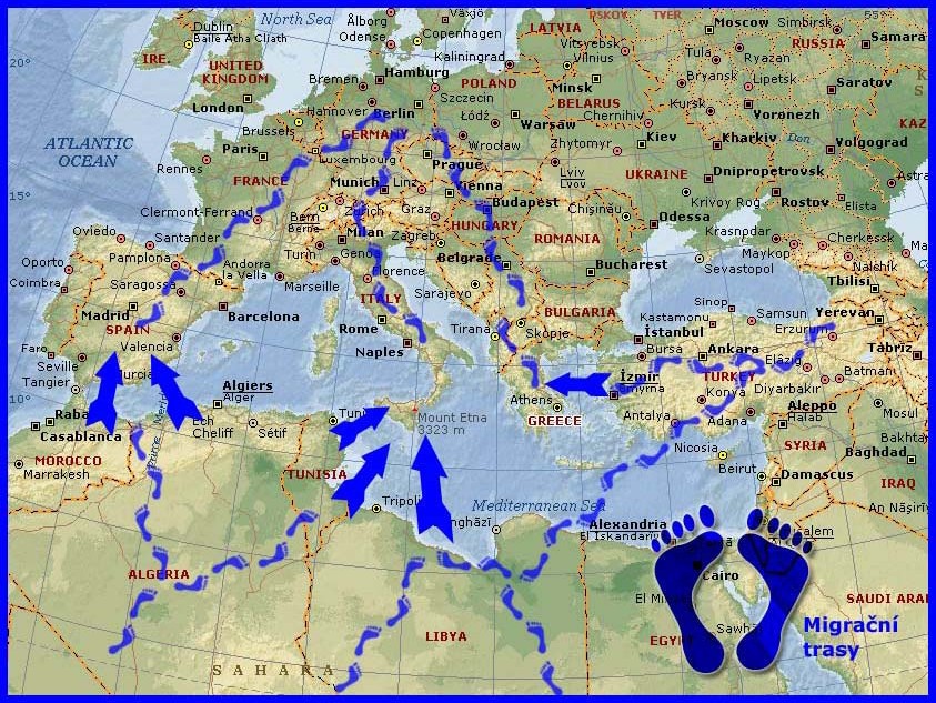 Země Maghrebu V arabštině Západ = Západní část Severní Afriky Nejvíce migrantů z Alžíru,