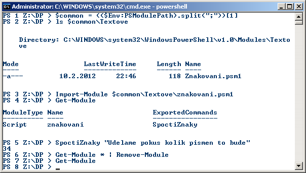 Obrázek 21. Pokuţití modulů v Powershellu 2.