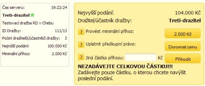 V případě, že se dražby účastní více dražitelů/účastníků držby, kterým svědčí předkupní právo a toto předkupní právo uplatňují současně tím, že dorovnali učiněnou nejvyšší nabídku, o vítězi se