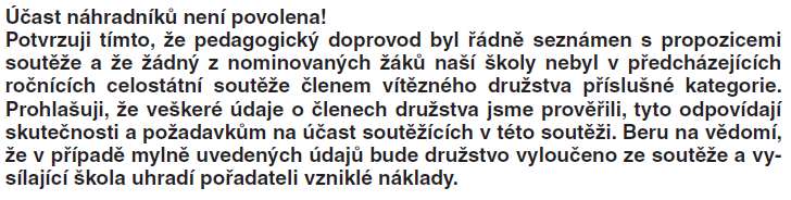 PŘIHLÁŠKA NOMINACE do krajského kola DOPRAVNÍ SOUTĚŽE MLADÝCH CYKLISTŮ DDH ZŠ a MŠ Pastviny, Brno 17. a 18.