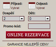 V pravém horním roku je okno, kde zájemce o ubytování může uskutečnit svojí rezervaci (viz detailní obrázek č. 4).