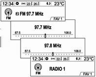 186 Rádio Připojení služby DAB Manuální naladění rozhlasové stanice (DAB-DAB zap/dab-fm vyp) (DAB-DAB zap/dab-fm zap) Pokud nastavíte funkci Auto linking DAB-FM (Naladění FM) jako aktivovanou a