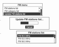 Rádio 191 Zobrazí se FM category list (Seznam kategorií FM) nebo DAB category list (Seznam kategorií DAB).