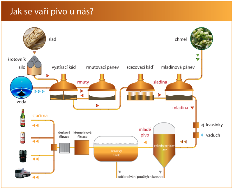 2) Na jaké etapy se výroba piva dělí?