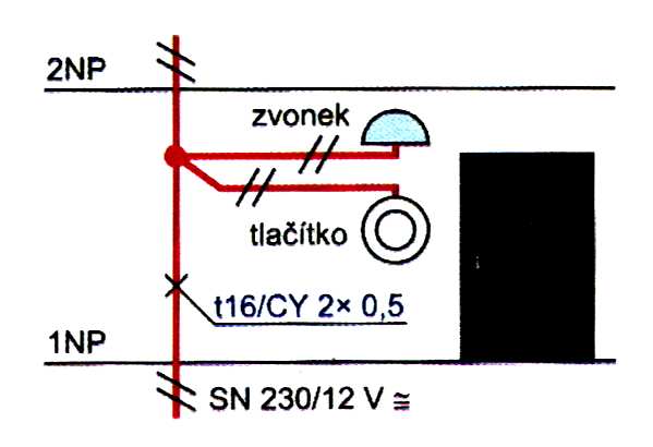 Montážní (jednopólové) schéma elektroinstalace