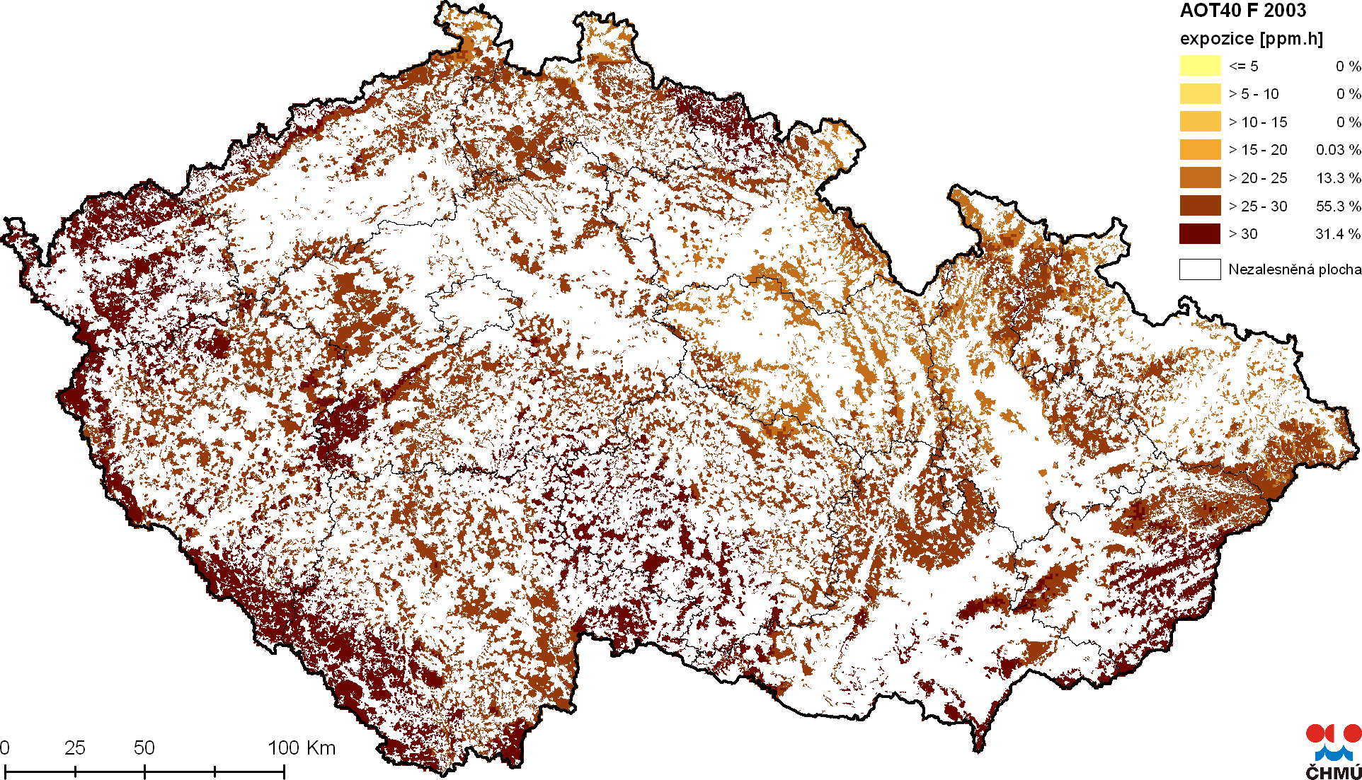 Obr. 2 Prostorové rozložení