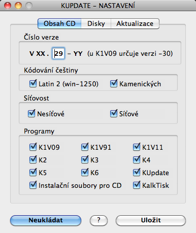 stažené z internetu a uložené na disku v adresáři CD_KALKUL. Ve střední části okna je umístěno aktivační tlačítko spouštějící vlastní aktualizaci.
